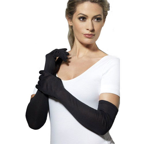 Long Elbow Length Gloves Black