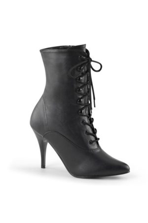 Vanity 1020 lace up ankle boot black faux leather