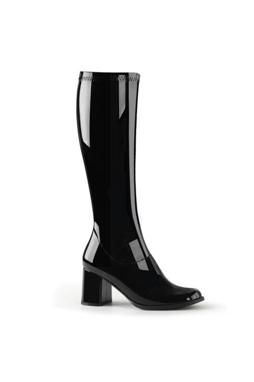 gogo300 knee boot black patent PVC