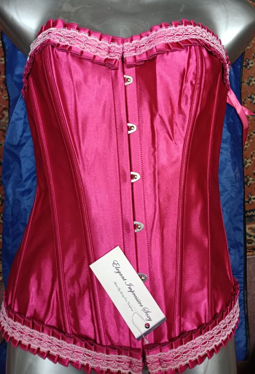 hot pink basque with lace edging
