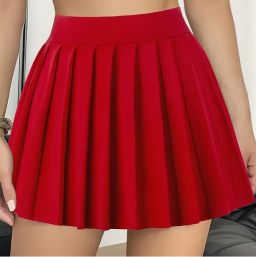 red-pleated-skirt-elasticated-waist