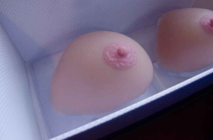 Aphrodite Handmade Silicone Breastforms Large  with rose nipple slight flaws