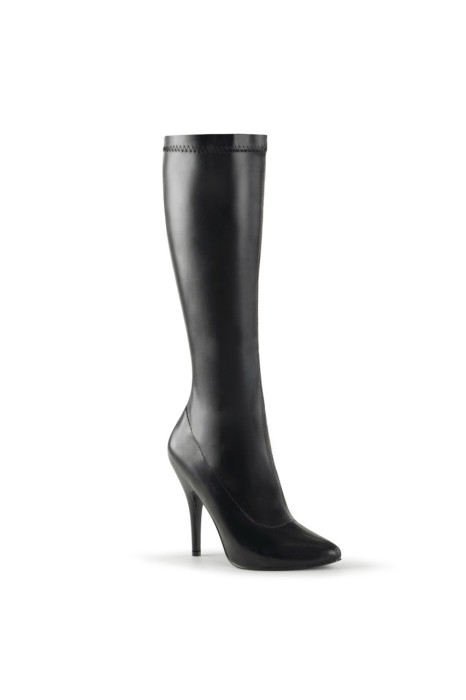 seduce-200 black faux leather knee boots