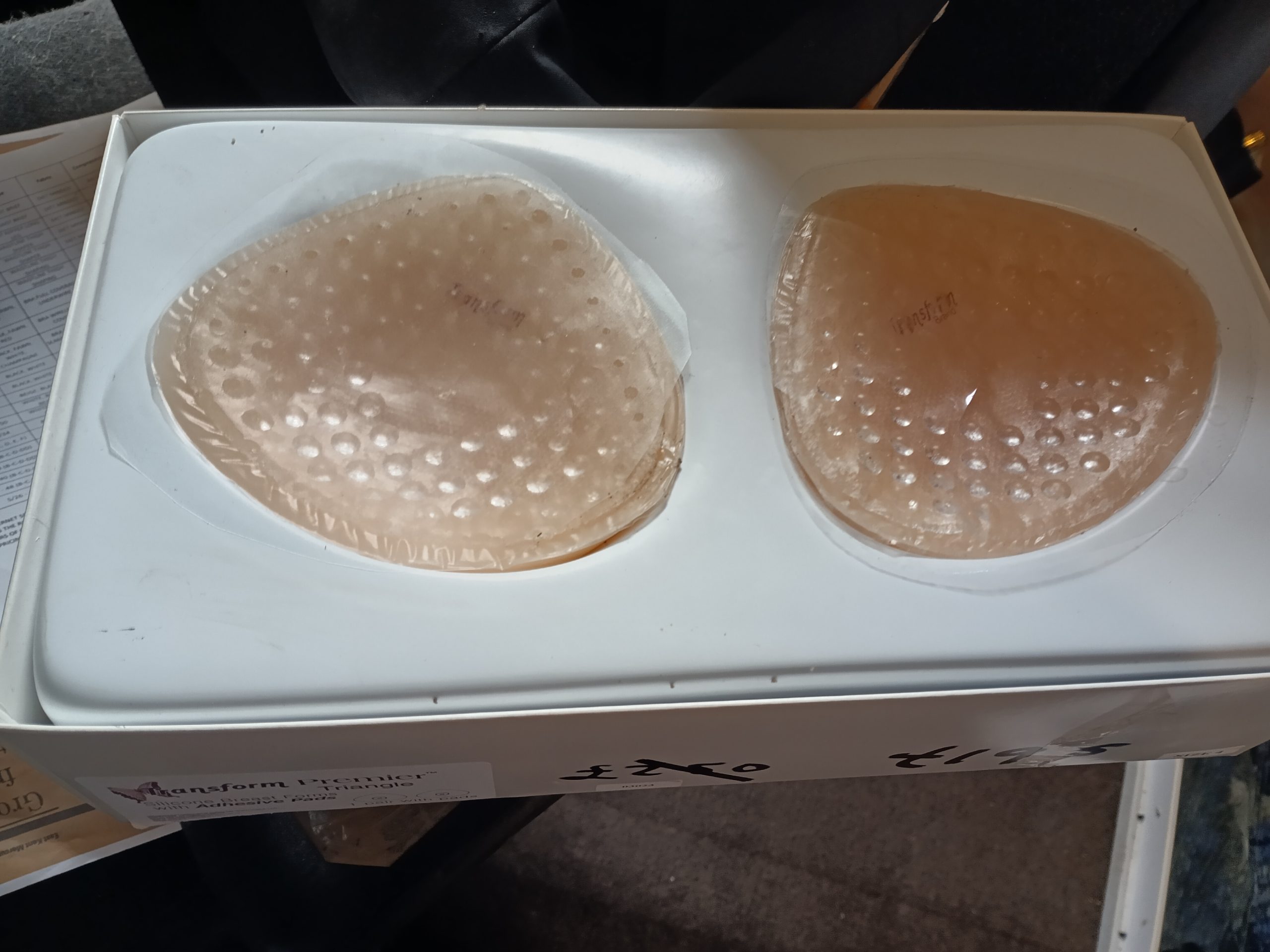 Transform Premier Triangle Silicone Breast Form – Size 4 Rear View in Original Packaging